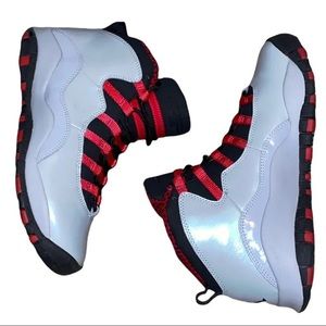 Nike Air Jordan 10 Retro Wolf Grey Black Legion & Red Shoes GS Size 7